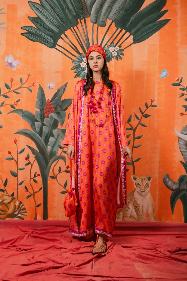 Lotus Amanda Coat in Purple - Orange - Image 3