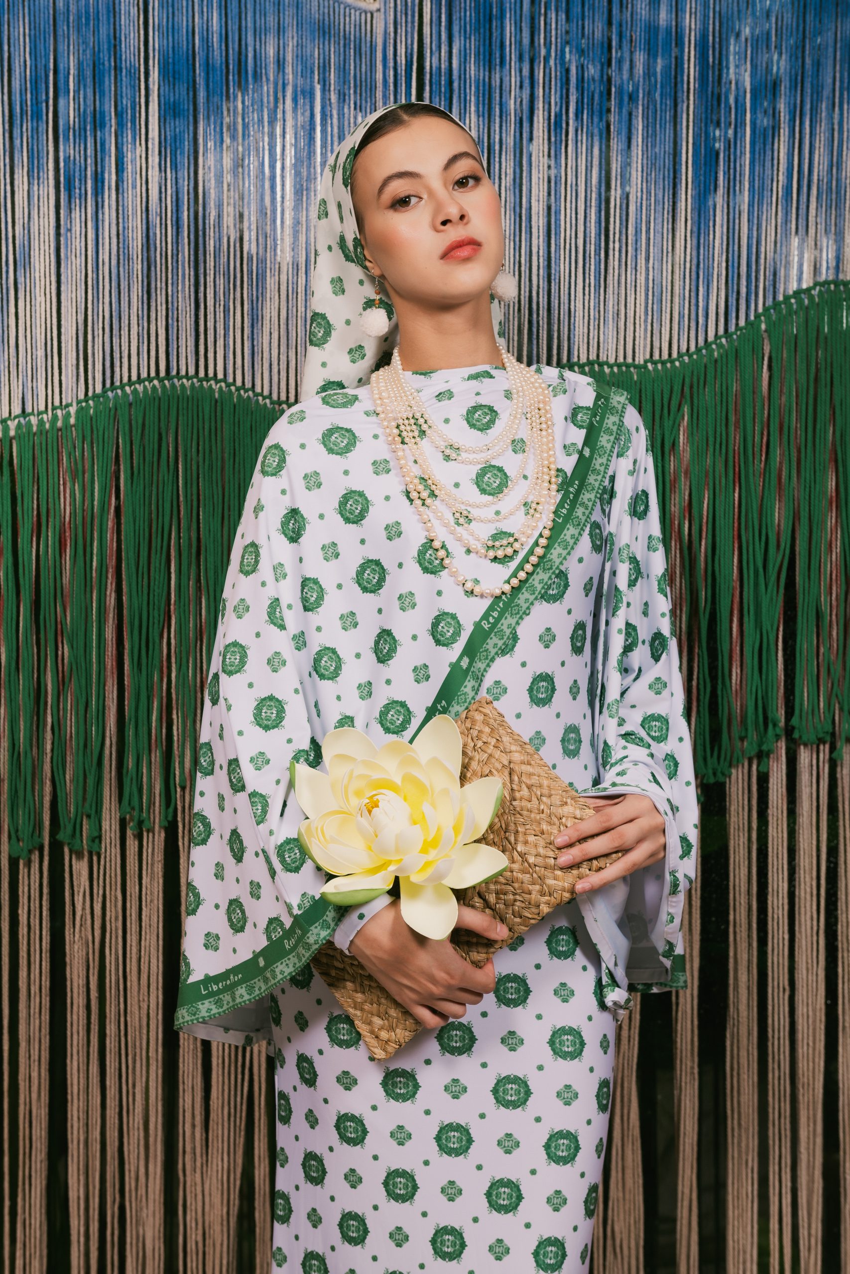 Jayanti Dress in White - Green