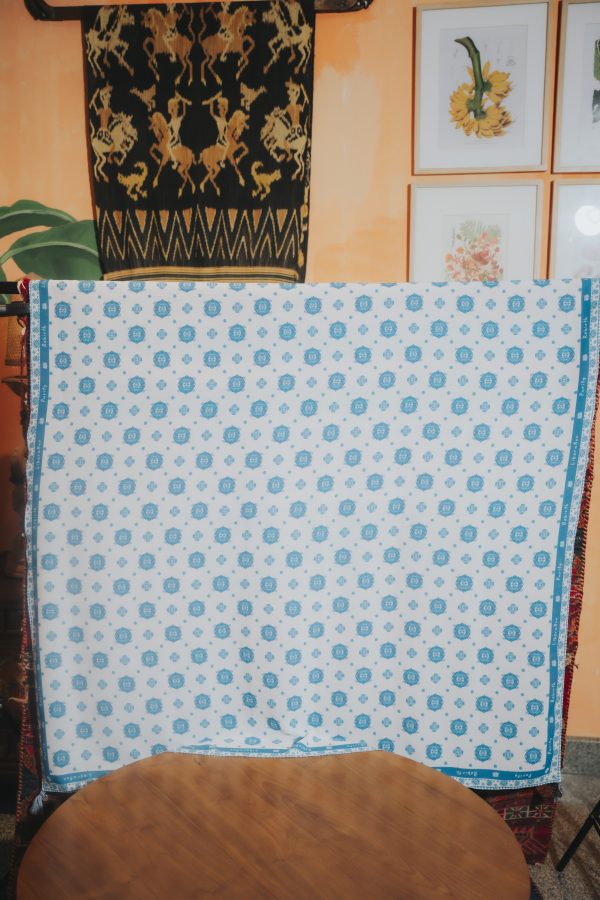 Lotus Scarf in White - Blue - Image 2