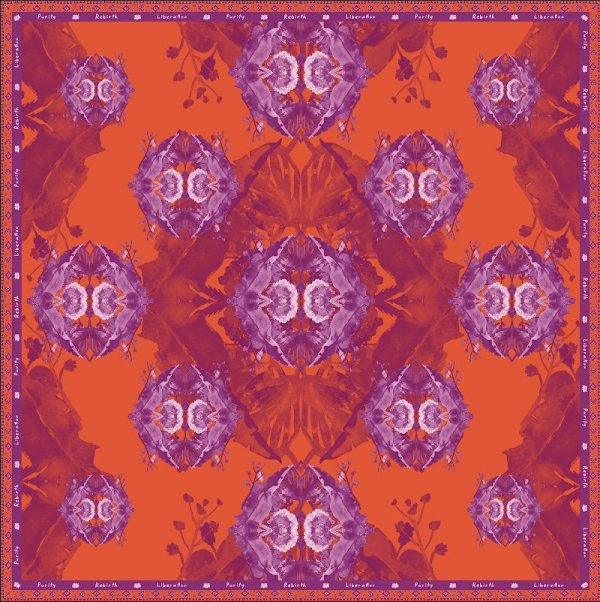 Lotus Big Scarf in Purple - Orange
