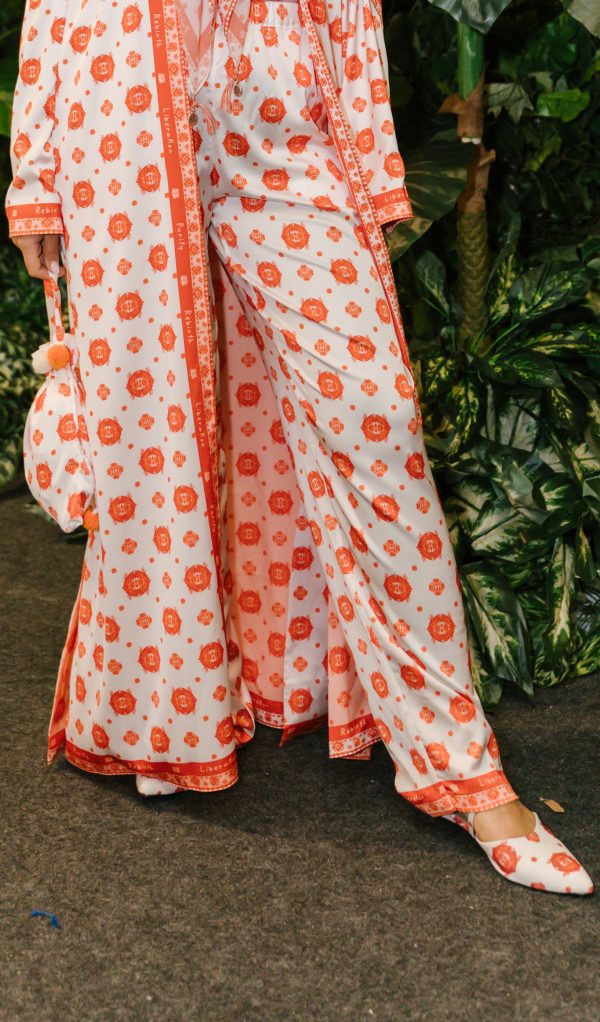 Lotus Pants in White - Orange - Image 2