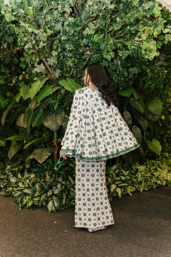 Jayanti Dress in White - Green - Image 4