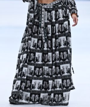 Poleng Wanita Bali Boho Skirt in Black and White