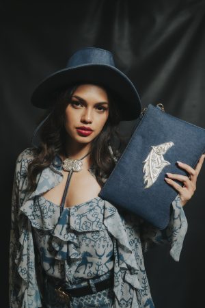Janina Clutch Denim Bag with "Njara" Embellishment