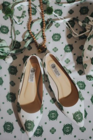 Lotus Pumps in White Green